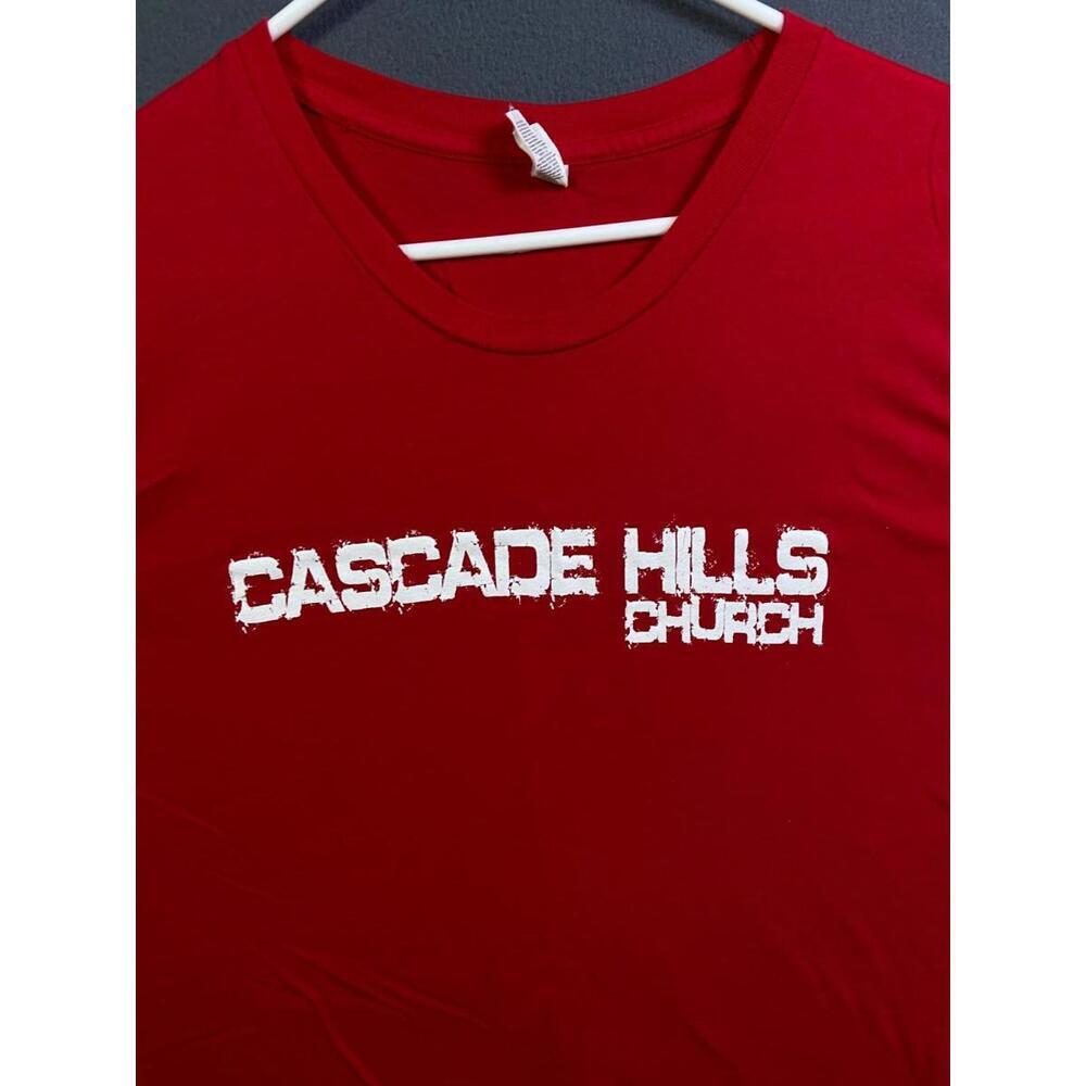 Vintage CASCADE HILLS CHURCH COLUMBUS RED TSHIRT USA Retro Varsity Style 3XL VTG